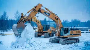 Ekstreme forhold anleggsmaskiner fungerer under harde vaerforhold featured