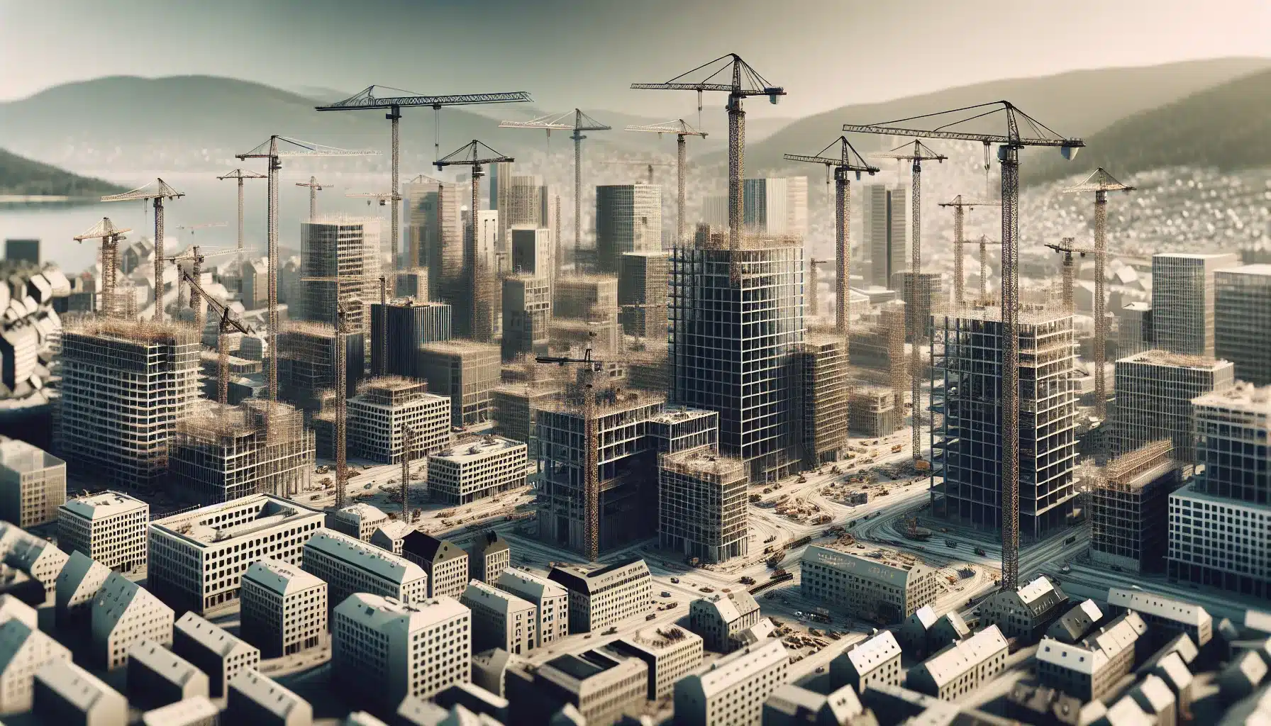 T&aring;rnkraner: kjemper som former byens skyline og moderniserer urban utvikling &ndash; illustrasjon 1