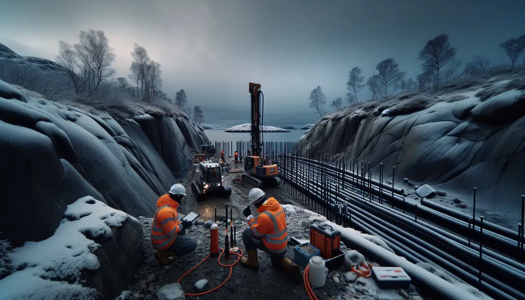 Engineers using cptu rig and instruments to secure norwegian building ground