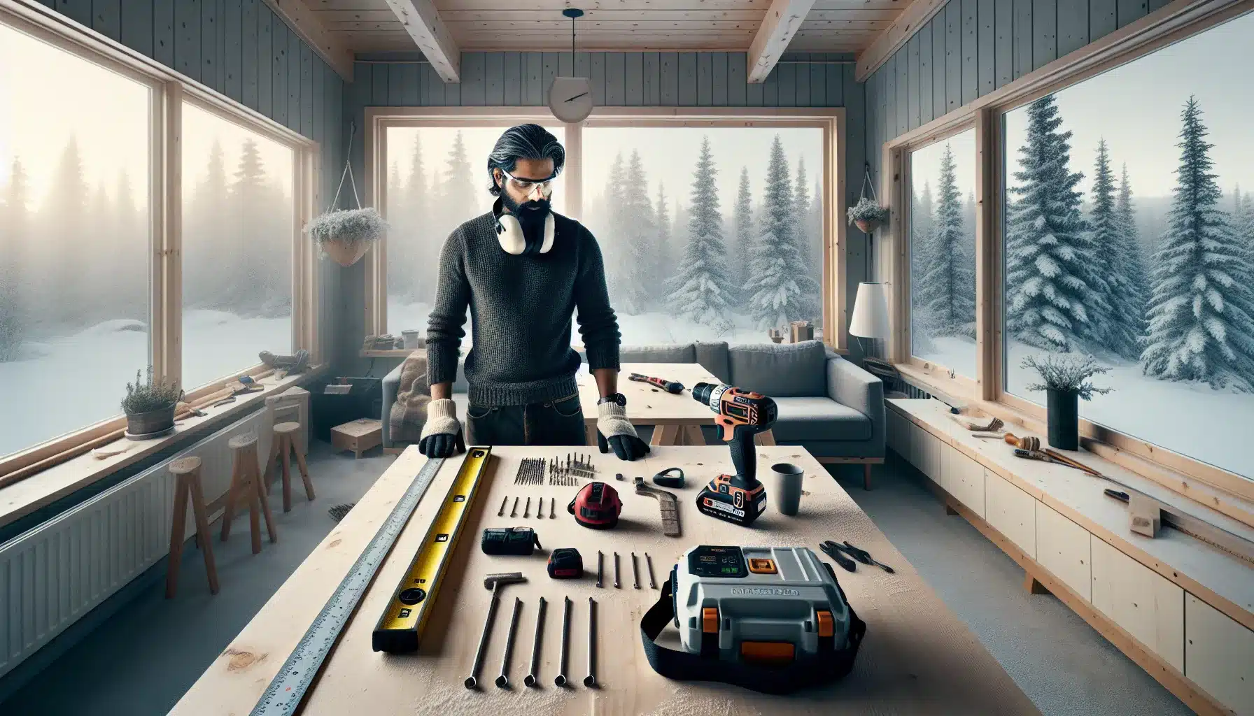 Norwegian diyer comparing drills and core tools for a small home project