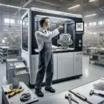 Hvordan 3d-printing endrer produksjonen av maskindeler 4 Engineer inspecting a metal 3d printed machine part in a norwegian workshop