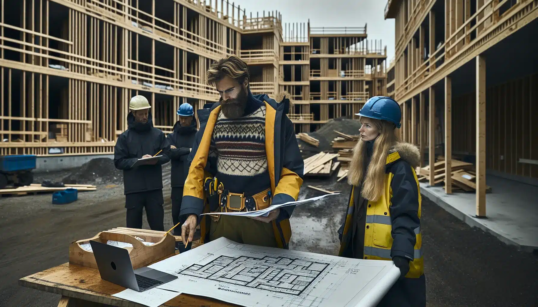 Slik planlegger du et bærekraftig byggeprosjekt 1 Team planning a sustainable construction project at a norwegian building site